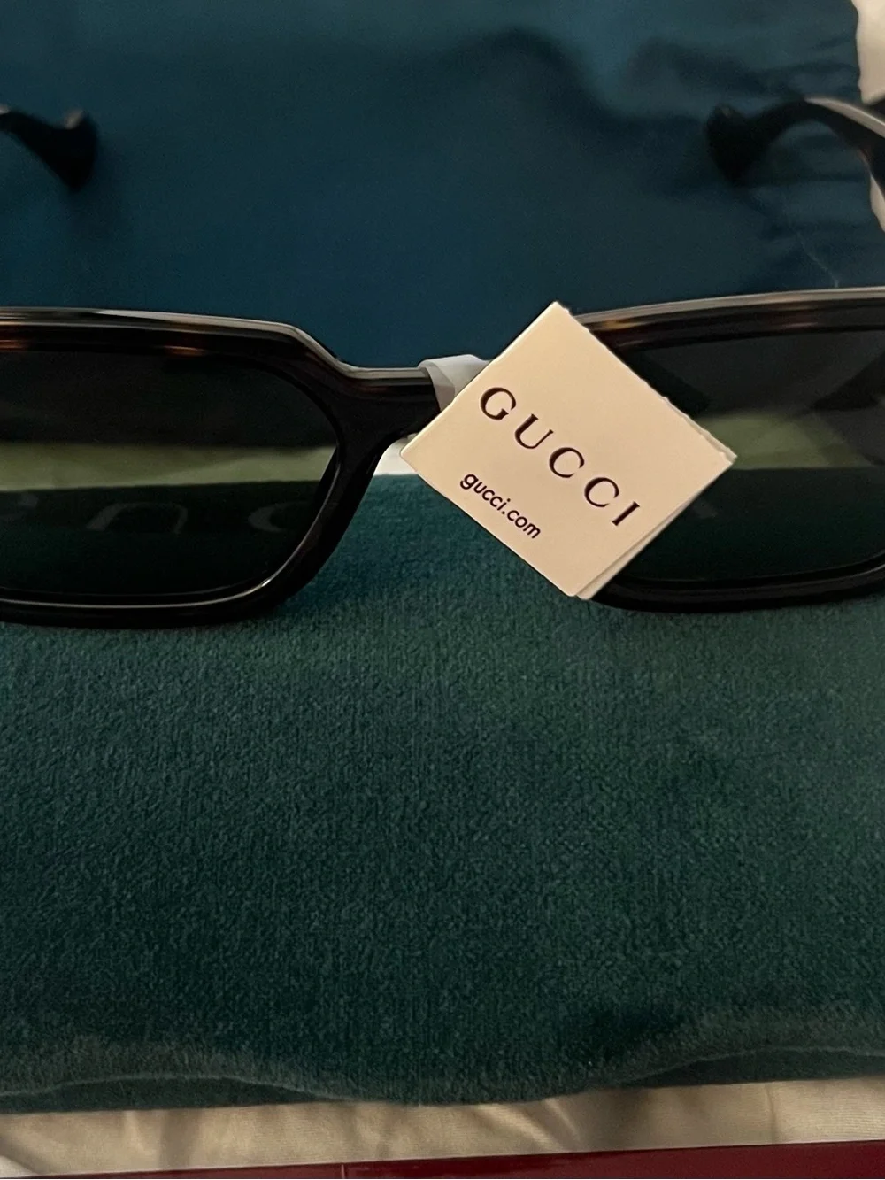Gucci Black Rectangular Men’s Sunglasses with Dark Lenses